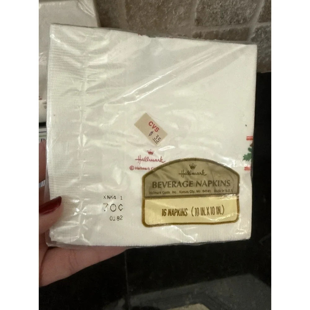 Vintage Christmas Paper Napkins Lot NOS Sealed Santa Poinsettia‎ Hallmark